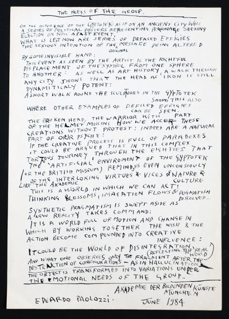 Eduardo Paolozzi – THE NEEDS OF THE GROUP, 1984