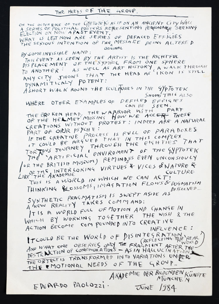Eduardo Paolozzi – THE NEEDS OF THE GROUP, 1984