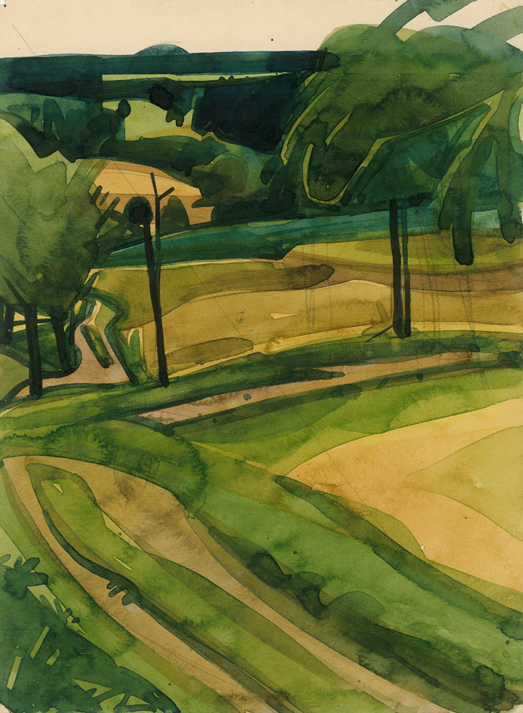 Hermann Glöckner – Bäume an einer Straße, 1934