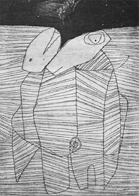 Asger Jorn – Caresse géologique, 1942, 23,3 x 18,1 cm